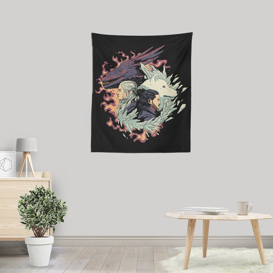 Dragons and Wolves - Wall Tapestry