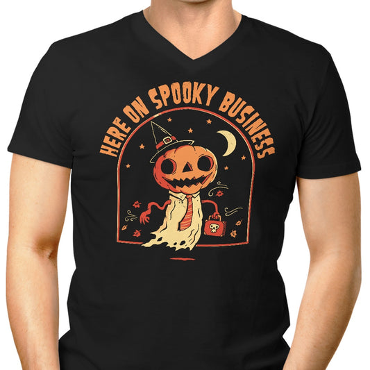 Here on Spooky Business - Men's V-Neck