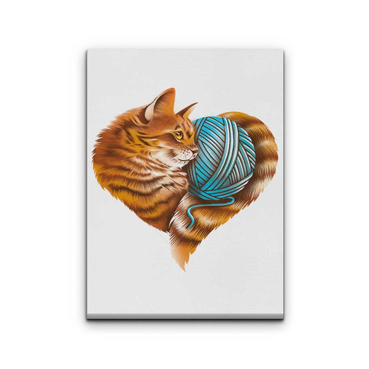 Knitting Kitten Love - Canvas Print