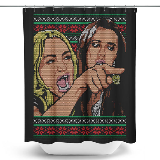 Ladies Yelling Sweater - Shower Curtain