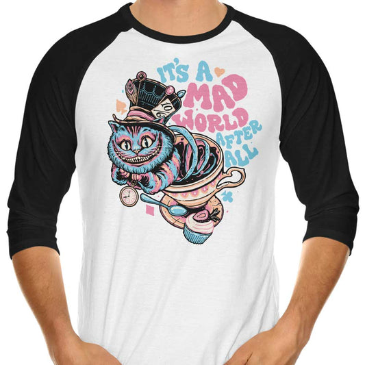Mad World Cat - 3/4 Sleeve Raglan T-Shirt