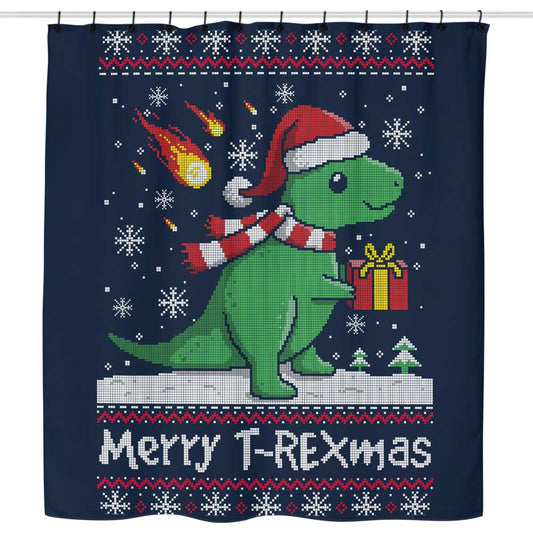 Merry T-Rexmas - Shower Curtain