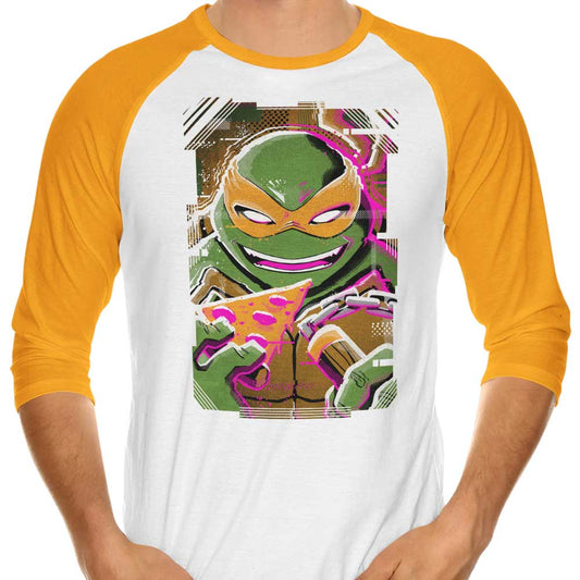 Michelangelo Glitch - 3/4 Sleeve Raglan T-Shirt