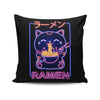 Neon Maneki-Neko - Throw Pillow