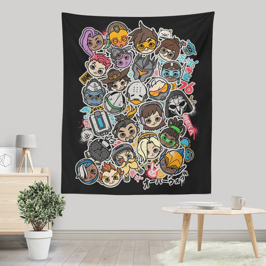 Overcute Heroes - Wall Tapestry