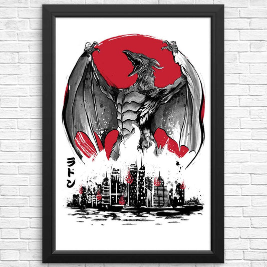 Pteranodan Rising Sumi-e - Posters & Prints