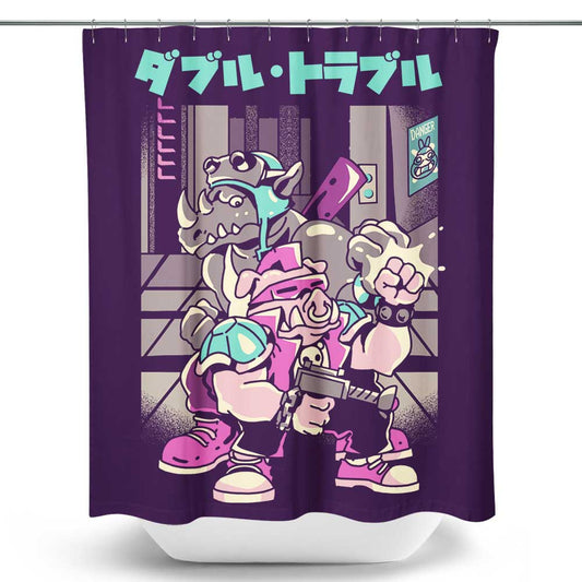 Trouble in Double - Shower Curtain