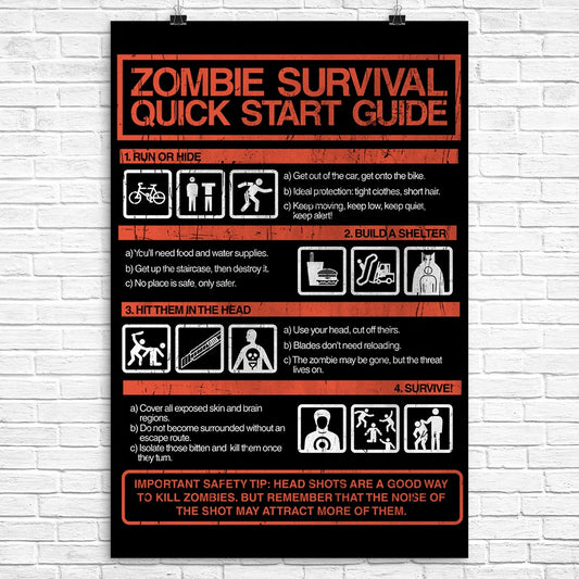 Zombie Survival Quick Start Guide - Poster