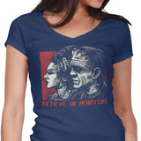 Believe in Monsters - Women's V-Neck