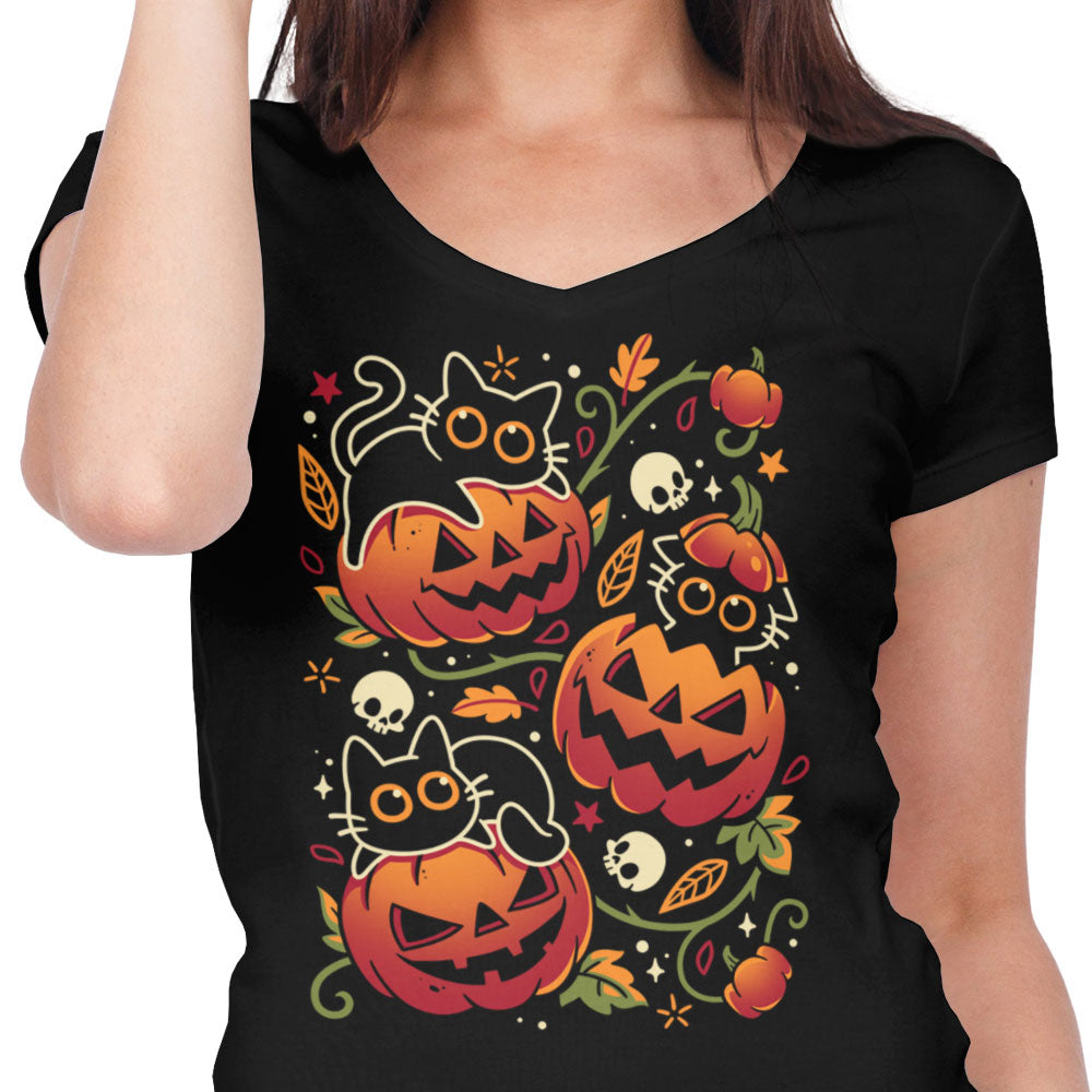 Black Cats Pumpkin Party - Women's V-Neck