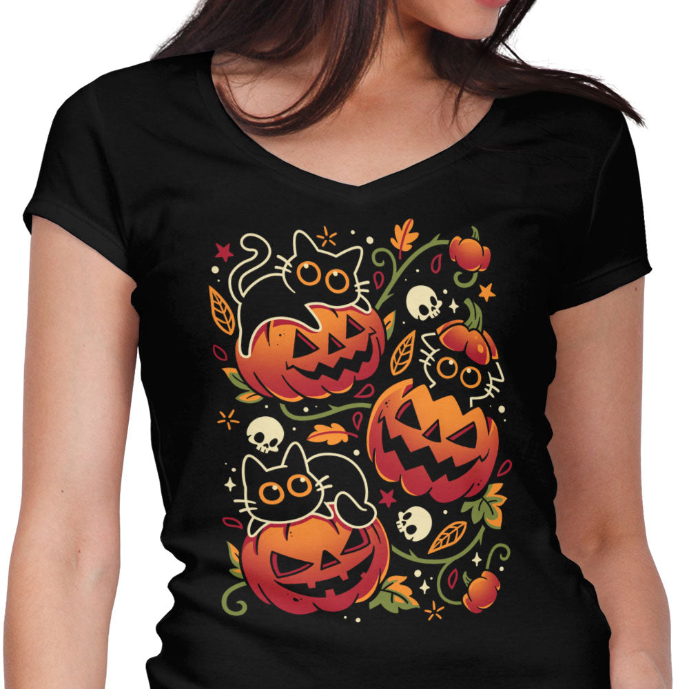 Black Cats Pumpkin Party - Women's V-Neck