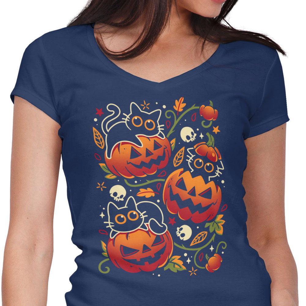 Black Cats Pumpkin Party - Women's V-Neck