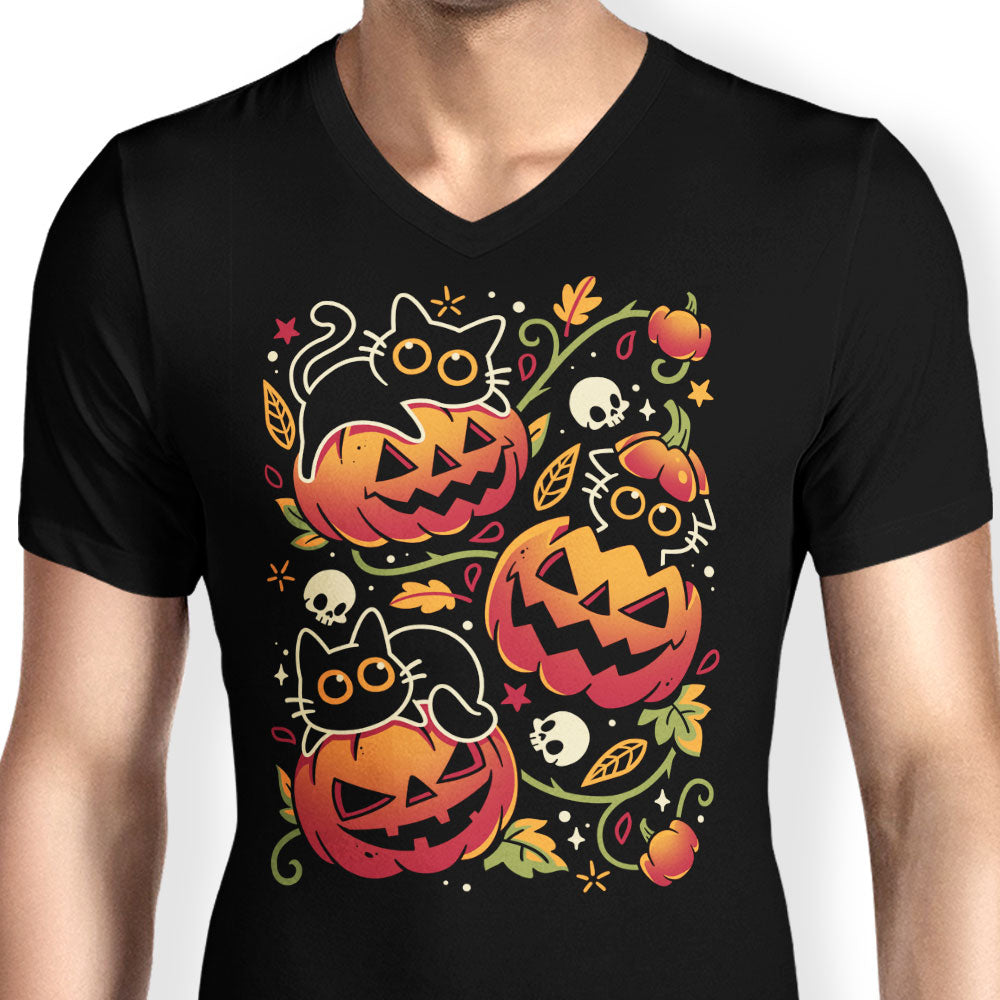 Black Cats Pumpkin Party - Men's V-Neck