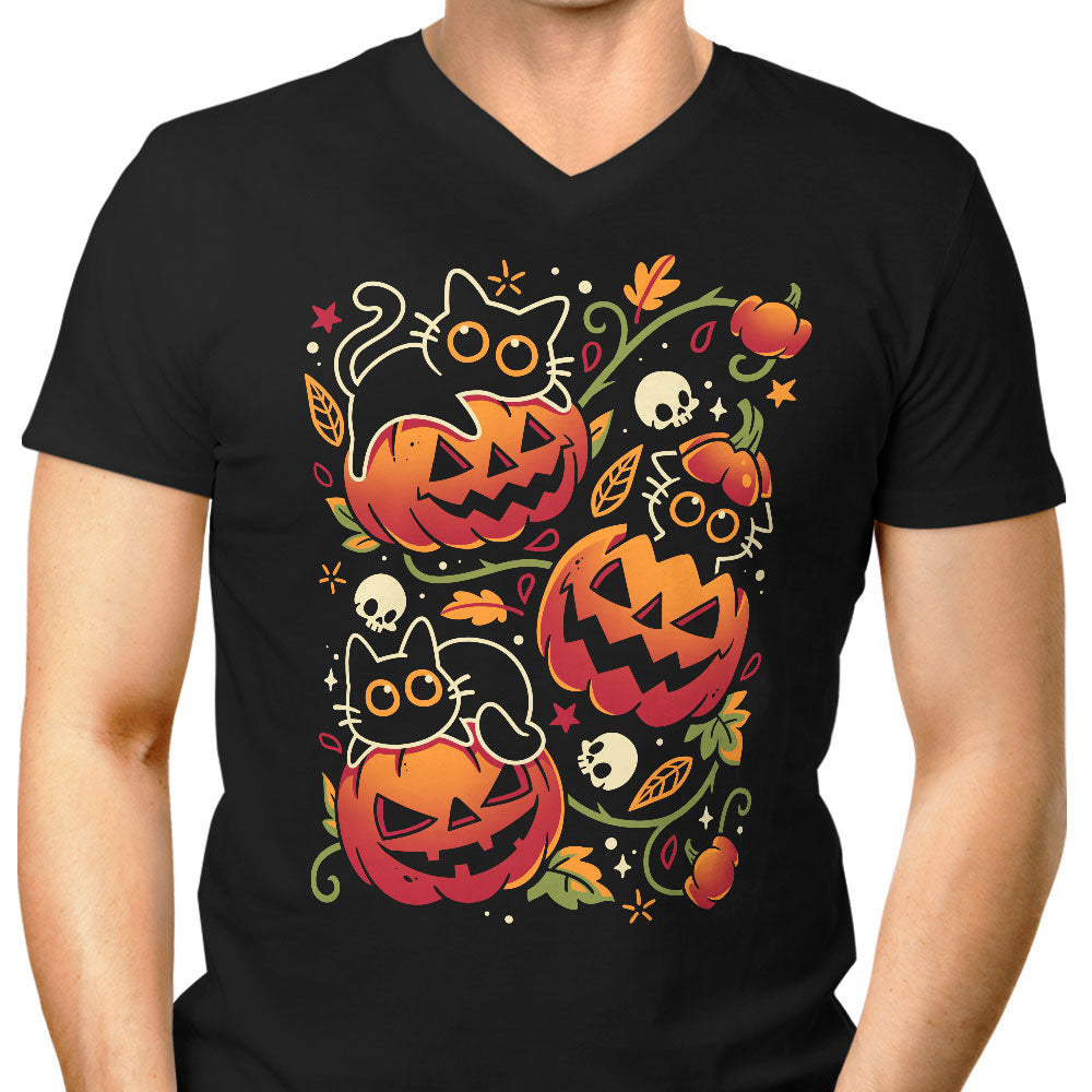 Black Cats Pumpkin Party - Men's V-Neck