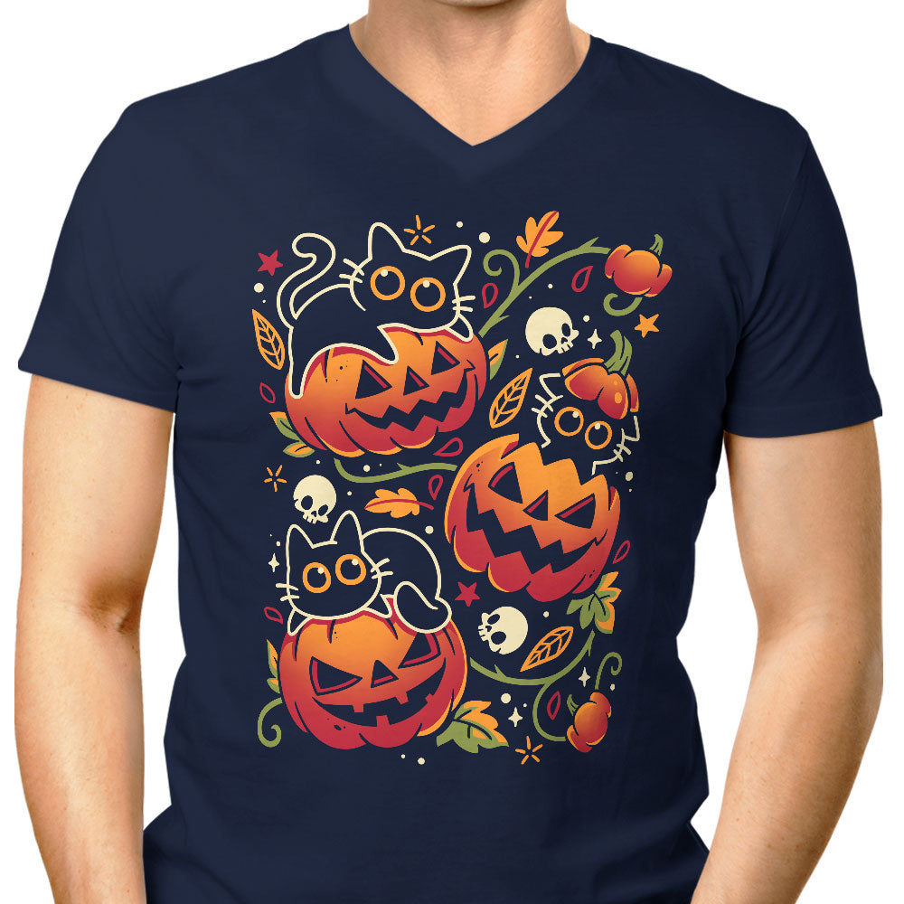 Black Cats Pumpkin Party - Men's V-Neck