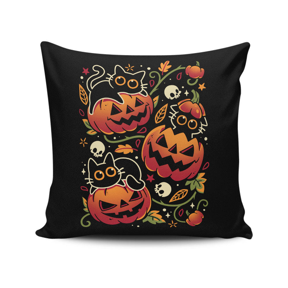 Black Cats Pumpkin Party - Throw Pillow