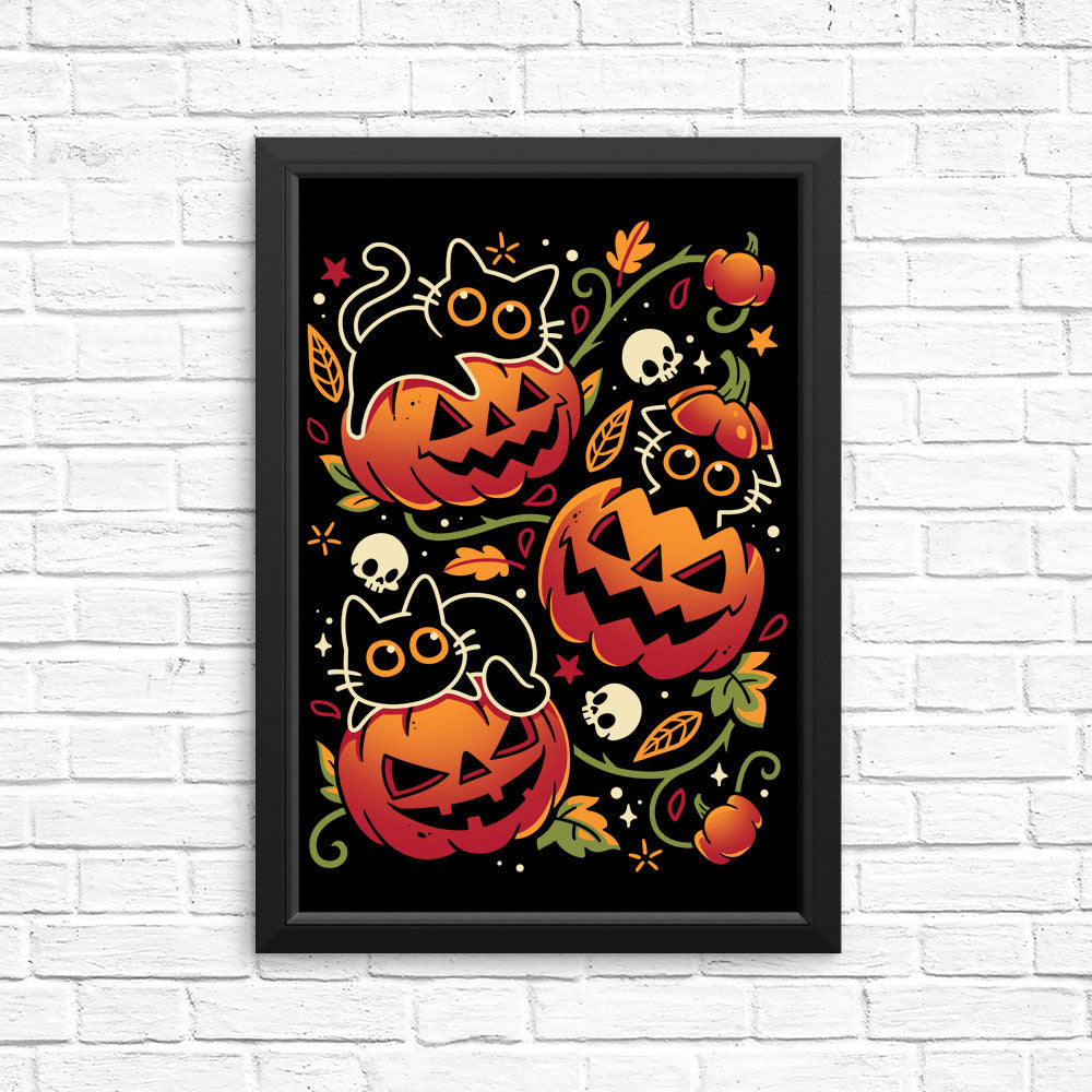 Black Cats Pumpkin Party - Posters & Prints