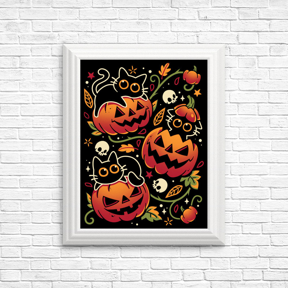 Black Cats Pumpkin Party - Posters & Prints