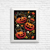 Black Cats Pumpkin Party - Posters & Prints