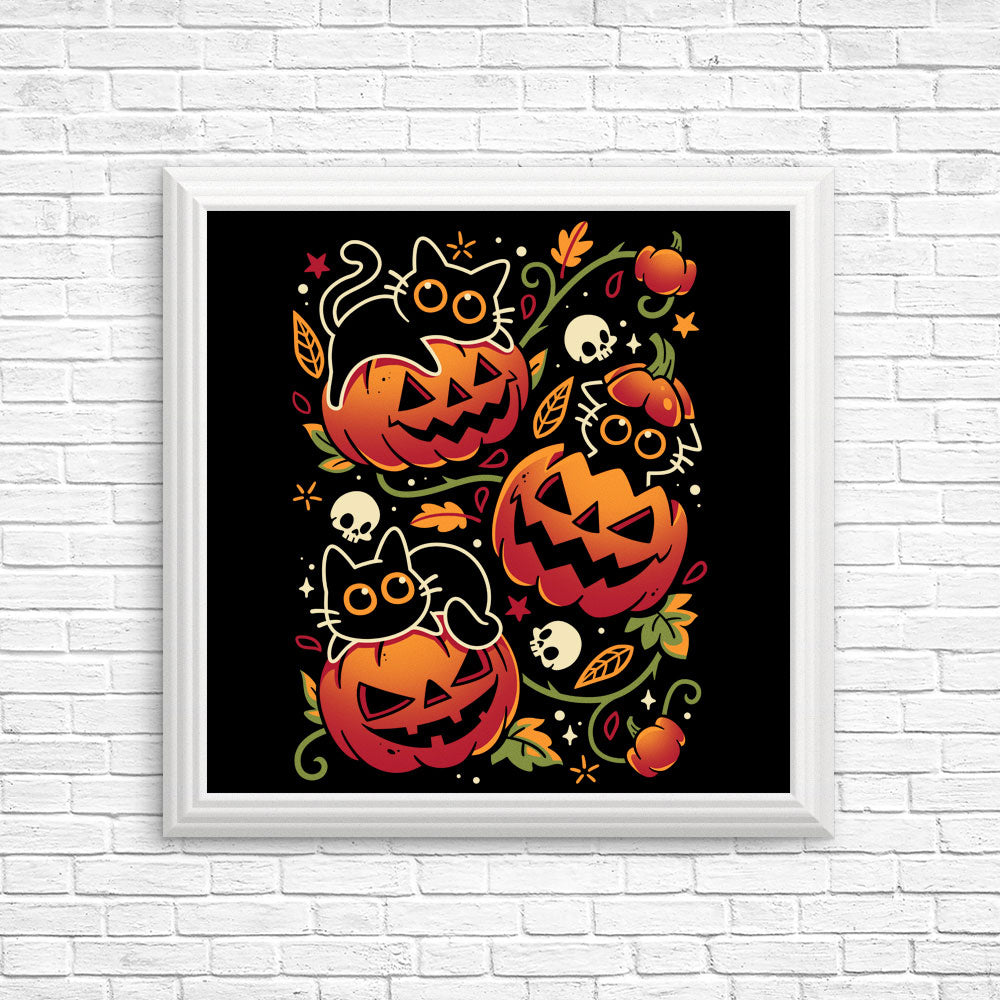 Black Cats Pumpkin Party - Posters & Prints