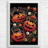 Black Cats Pumpkin Party - Posters & Prints