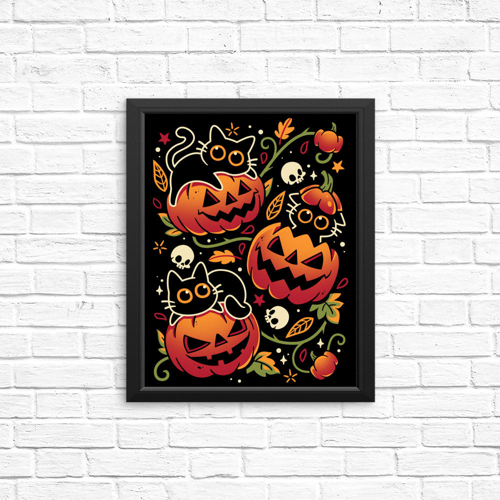 Black Cats Pumpkin Party - Posters & Prints