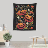 Black Cats Pumpkin Party - Wall Tapestry