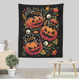 Black Cats Pumpkin Party - Wall Tapestry