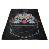 Blue Tiger Pocket - Fleece Blanket