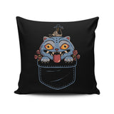 Blue Tiger Pocket - Throw Pillow