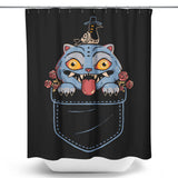 Blue Tiger Pocket - Shower Curtain