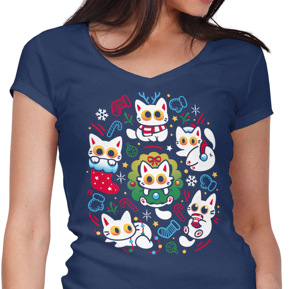 Cats Gone Christmas - Women's V-Neck