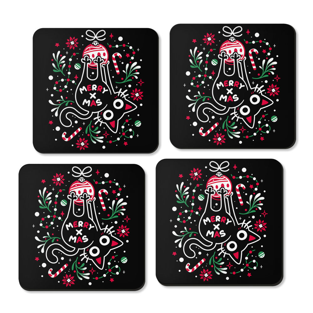 Christmas Cat Butt - Coasters