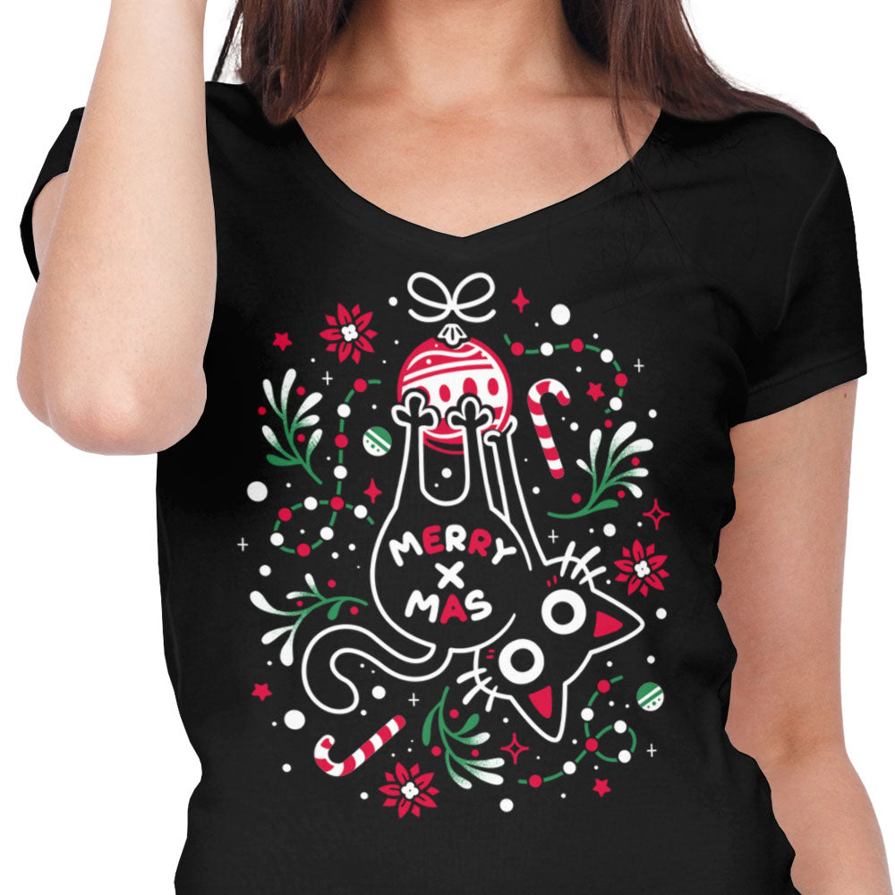 Christmas Cat Butt - Women's V-Neck
