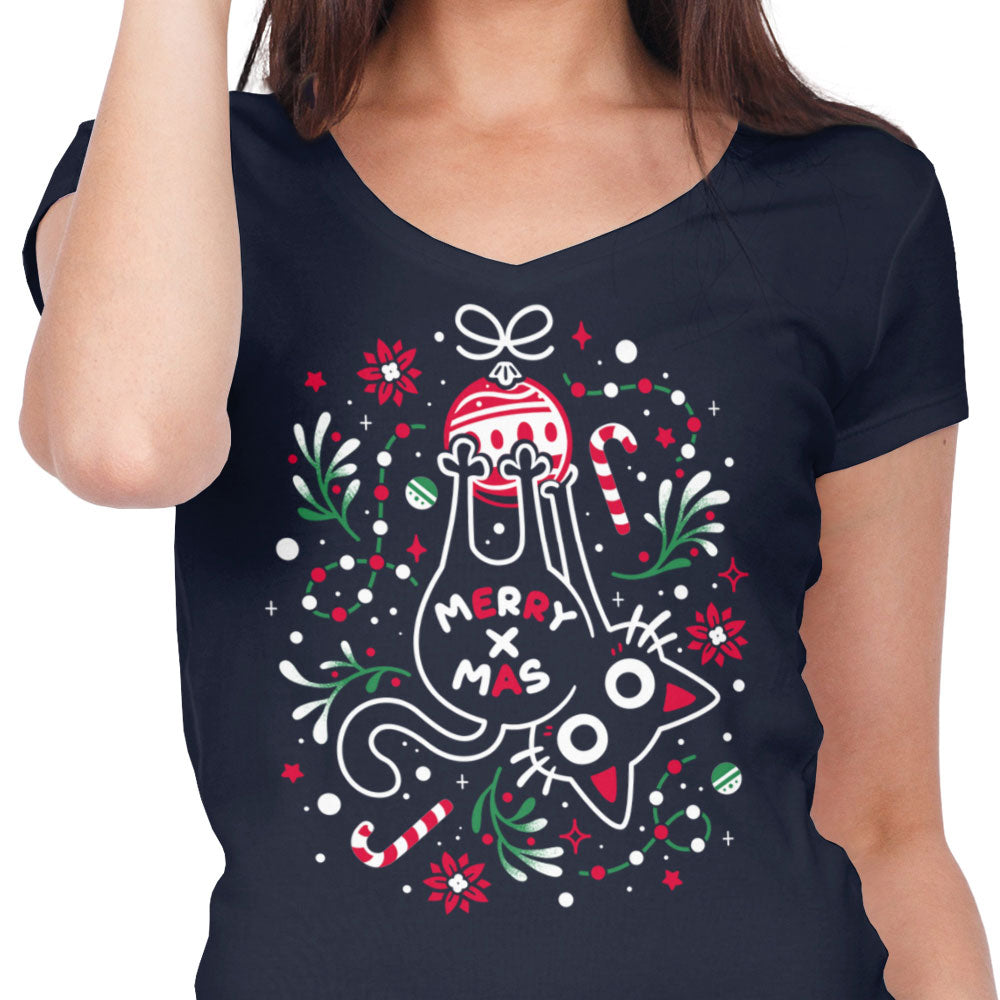 Christmas Cat Butt - Women's V-Neck