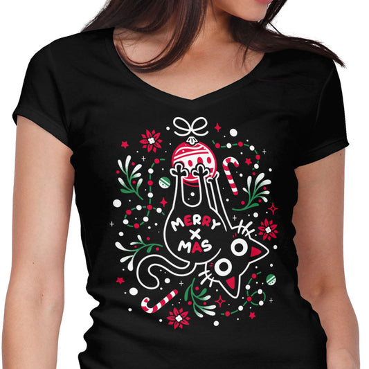 Christmas Cat Butt - Women's V-Neck