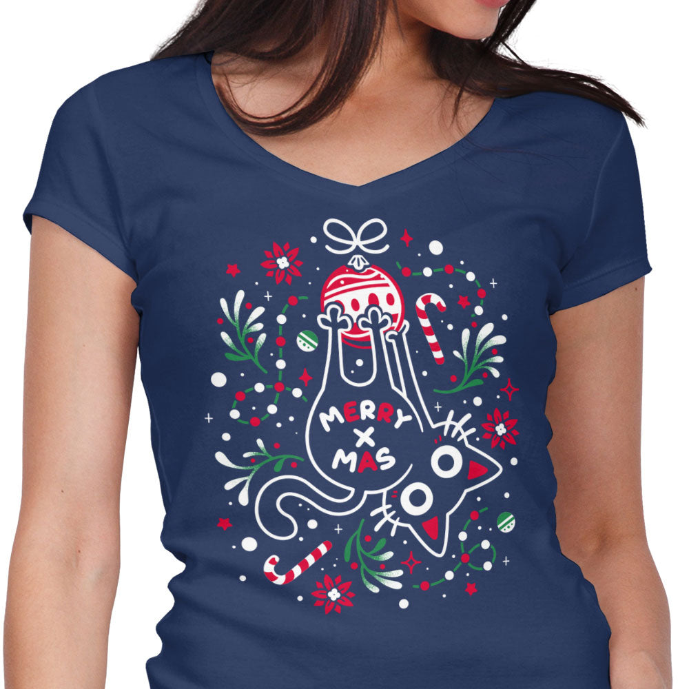 Christmas Cat Butt - Women's V-Neck