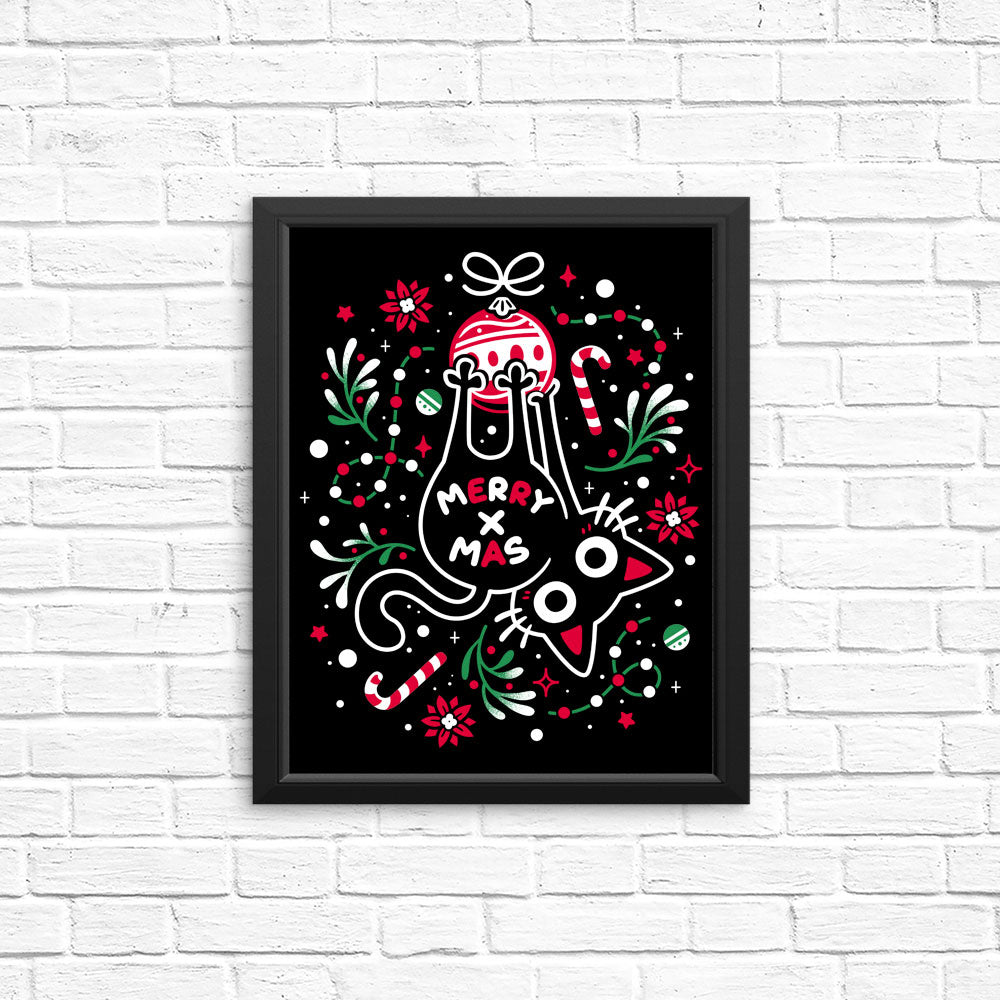 Christmas Cat Butt - Posters & Prints