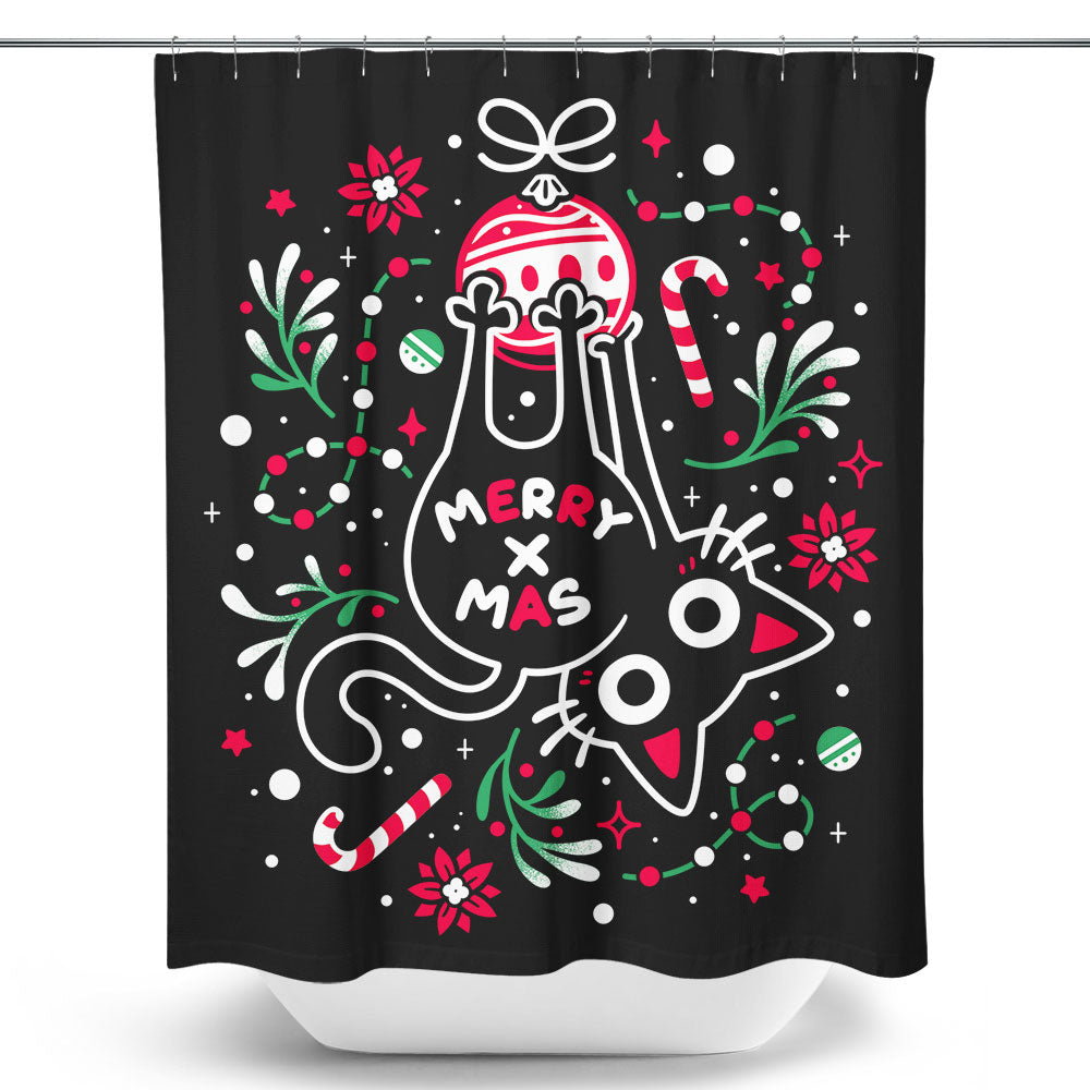 Christmas Cat Butt - Shower Curtain