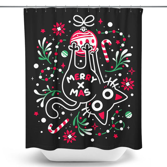 Christmas Cat Butt - Shower Curtain