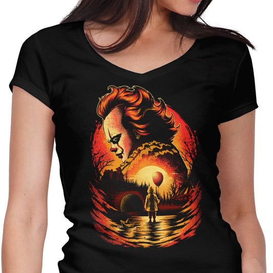 Clown Beneath the Moon - Women's V-Neck