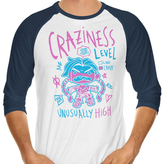 Craziness Level - 3/4 Sleeve Raglan T-Shirt