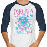 Craziness Level - 3/4 Sleeve Raglan T-Shirt