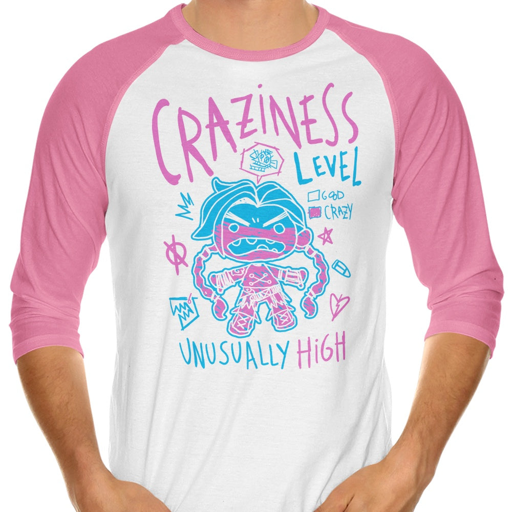 Craziness Level - 3/4 Sleeve Raglan T-Shirt