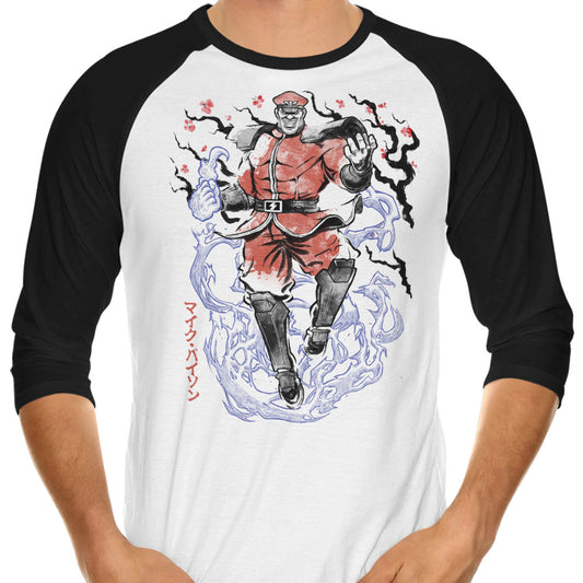 Crimson Dictator Sumi-e - 3/4 Sleeve Raglan T-Shirt