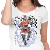 Crimson Dictator Sumi-e - Women's V-Neck
