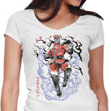 Crimson Dictator Sumi-e - Women's V-Neck