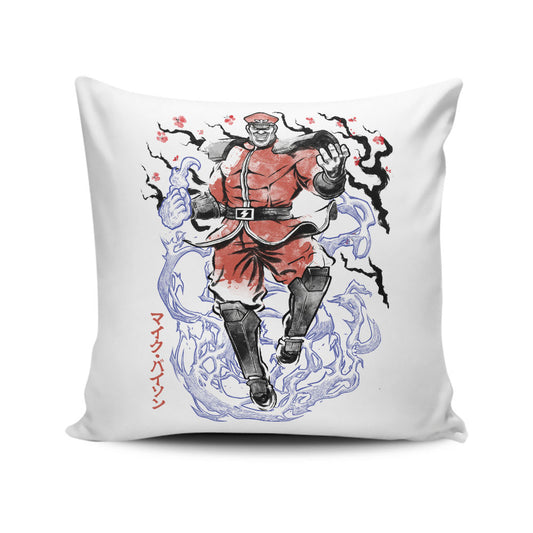 Crimson Dictator Sumi-e - Throw Pillow