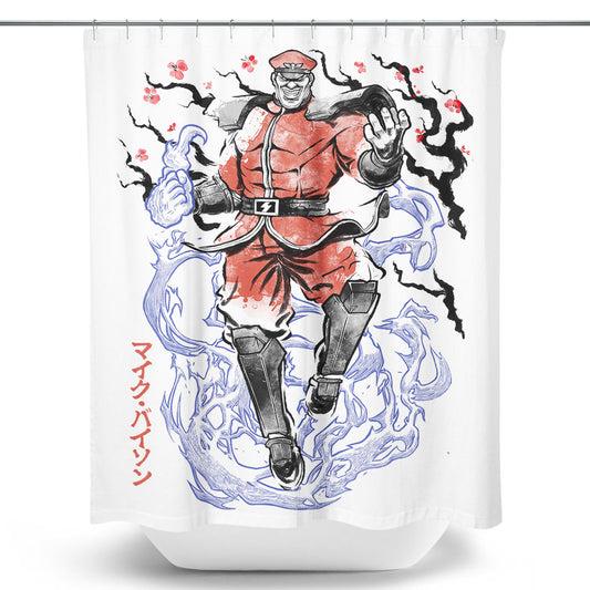 Crimson Dictator Sumi-e - Shower Curtain