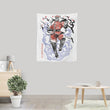 Crimson Dictator Sumi-e - Wall Tapestry